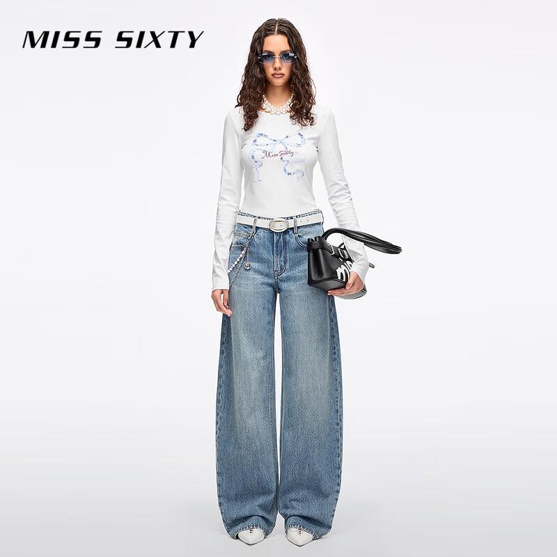MISS SIXTY 2026 Spring Women's Cotton Studded Vintage Wash Carrot Jeans