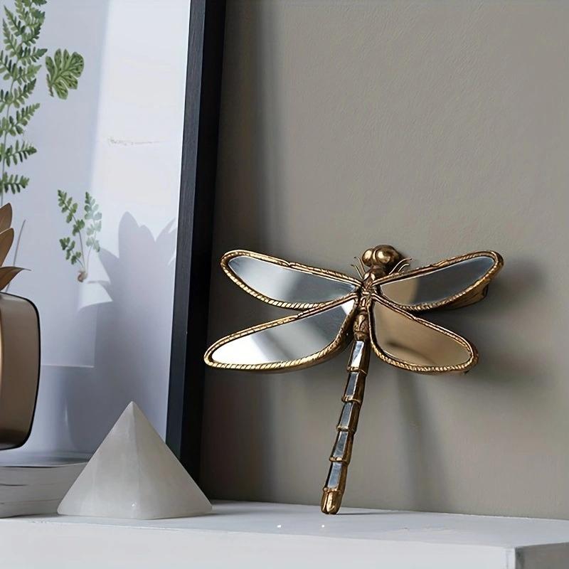 Retro Luxury Insect Wing Resin Butterfly Dragonfly Pendant Living Room TV Background Mirror Wall Hanging Ornaments Crafts