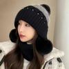 Ear Protection Knitted Hat Pearl-embellished Women's Beanies Casual Bonnet Caps Autumn Winter