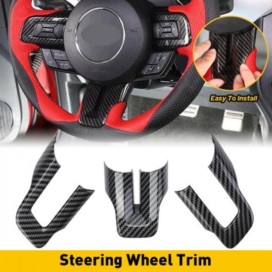 Steering Wheel Switch Button Cover Trim Carbon Fiber For Ford Mustang 15-22 EXV
