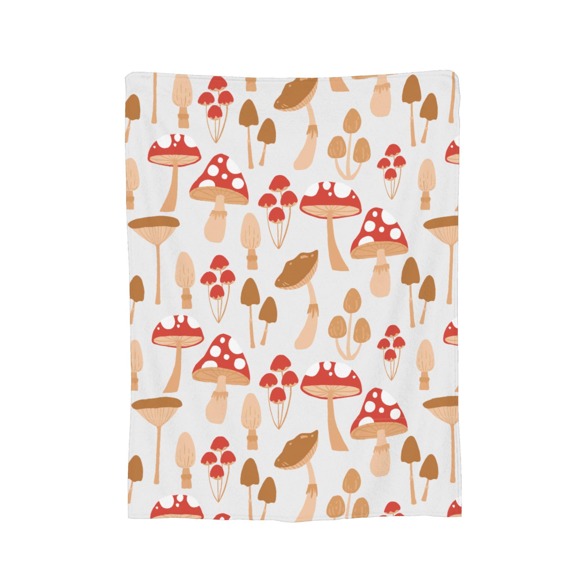

Leaf and Mushroom Pattern Blankets Fleece Spring Autumn Breathable Super Soft Throw Blankets for Sofa Bedroom Bedspreads 30x40in