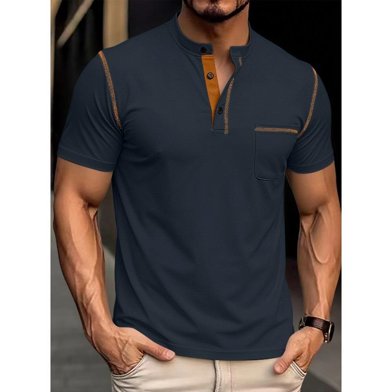 Men's Quick-Dry Short-Sleeved Henley Polo: Breathable Summer Casual T-Shirt in Plus Sizes