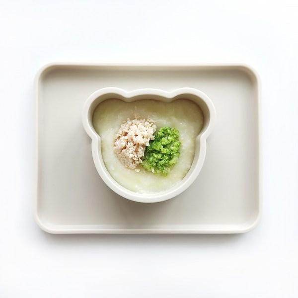 

Twodeco silicone Hello Bear baby food plate, oatmeal ivory, single item, Popular Korean parenting items