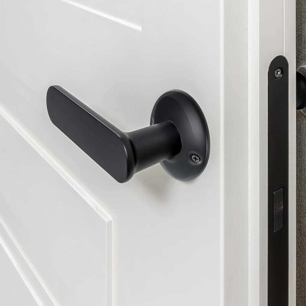 2 Pcs Vintage Door Knob Classic Old Style Door Knob Plates Round Rosettes Matte Black Doors Knobs Scar Plates Replacement for Interior Doors