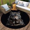 Bull Wolf Round Area Rug,Carpet Rug for Living Room Bedroom Sofa Playroom Decor,Non-slip Floor Mat