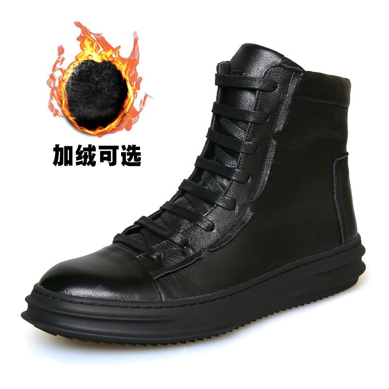 

Winter Martin boots men s boots genuine leather first layer cowhide men s short boots British velvet military boots trendy high-top men s shoes 40