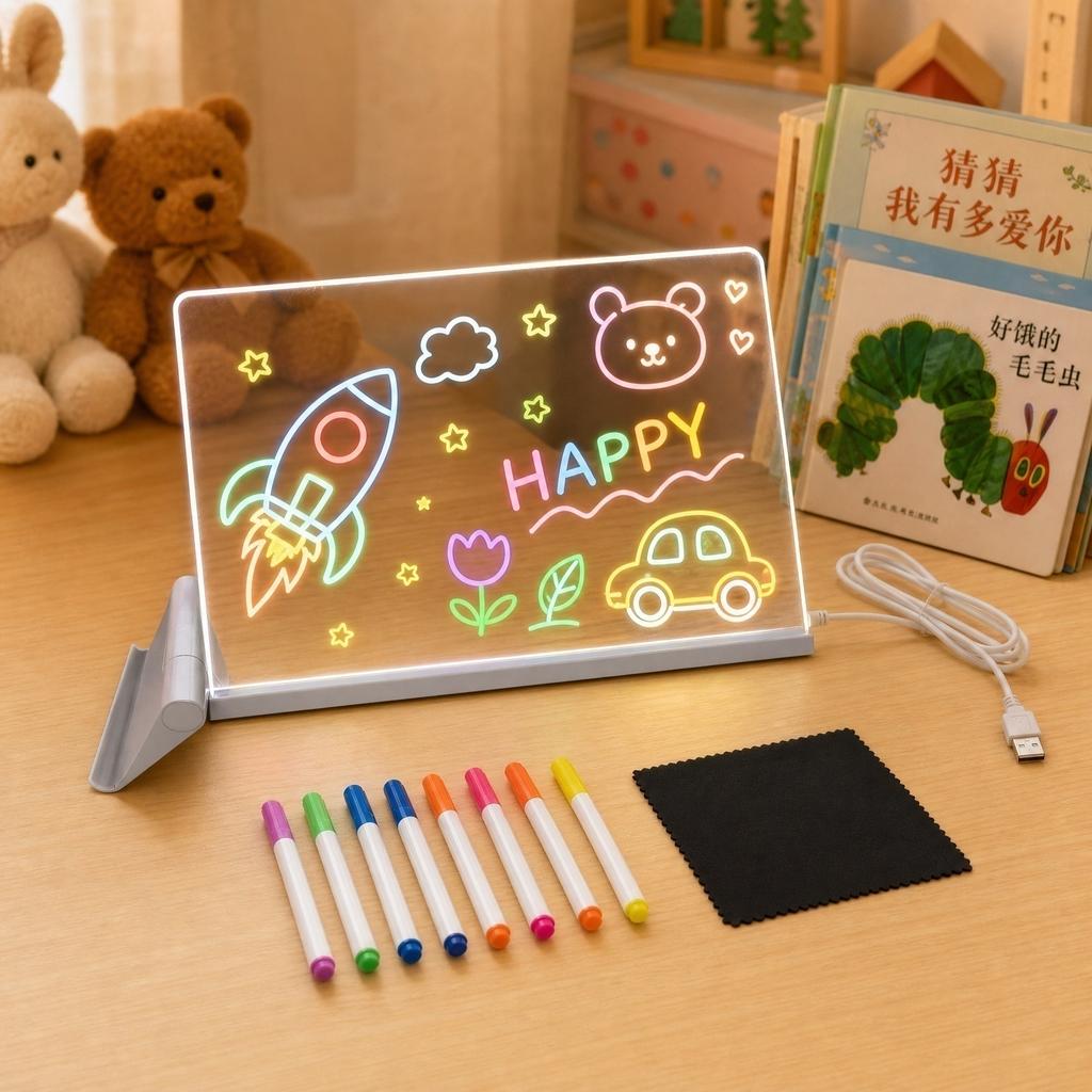 Kids Light Up Drawing Board - Acrylic Transparent Writing Tablet for Tracing, Sketching, and Creative Play, LED Light Board