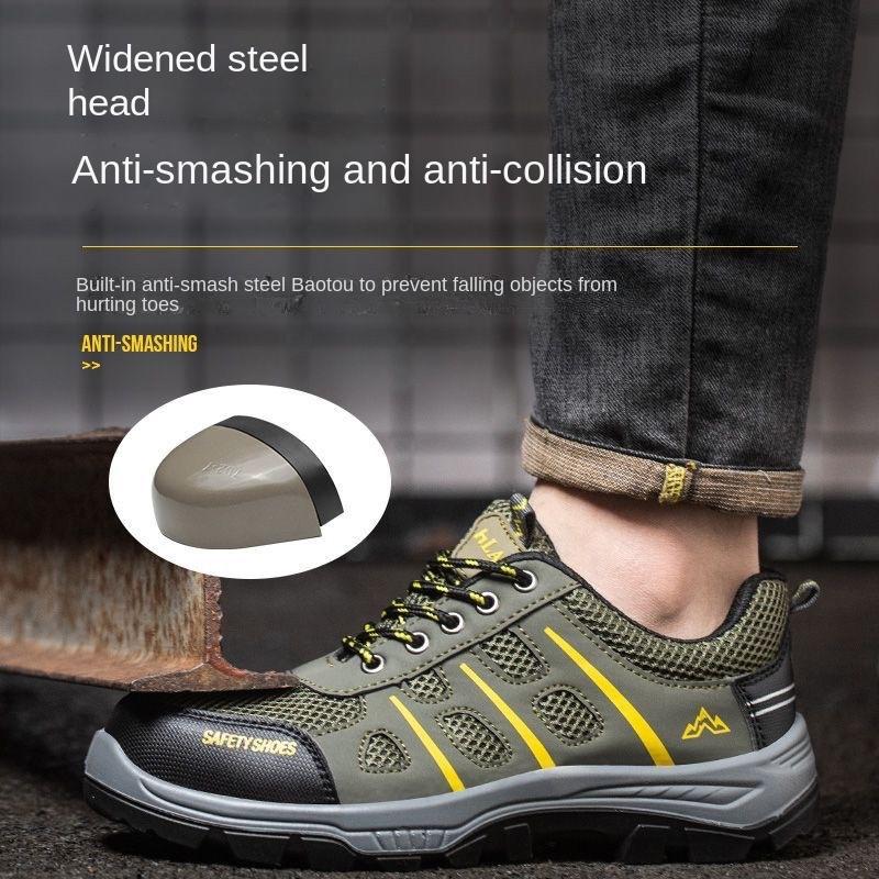 Labor Insurance Shoes Men's Breathable and Lightweight Steel Baotou Anti-smashing, Anti-piercing and Non-slip Construction Site Work Shoes