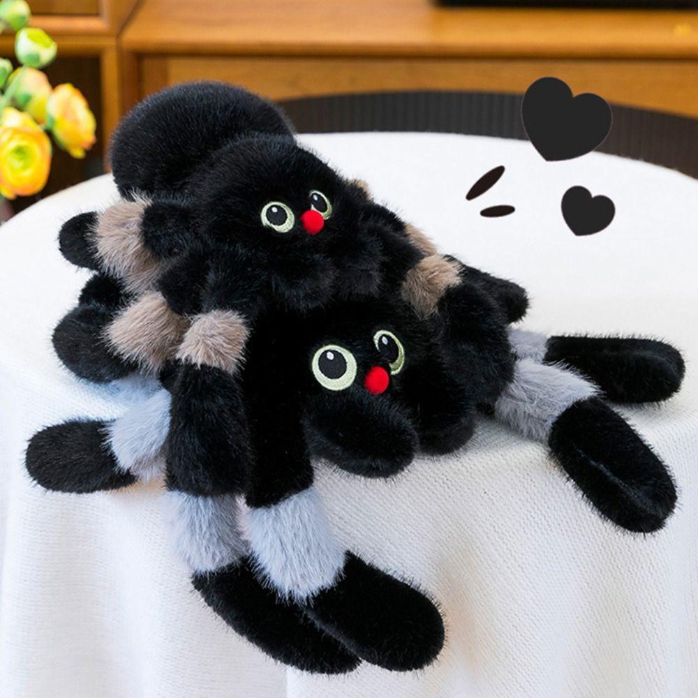 Simulation Spider Stuffed Animal Toy Holloween Decor Black Crawling Pet Doll  Birthday Parties