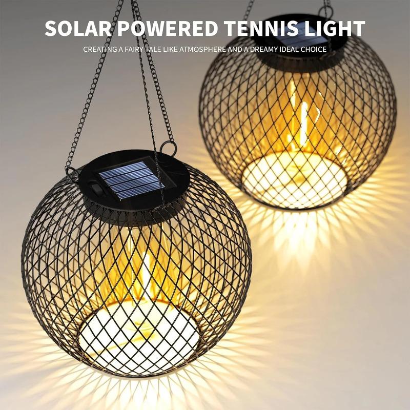 Solar Lanterns Outdoor Waterproof Metal Hanging Lights with Hooks Auto On/Off Warm Lighting for Porch Garden Yard Pathway Patio Landscape Decor