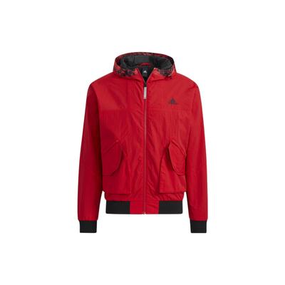 Logo Print Solid Hooded Long Sleeve Jacket Men Jacket Red HC0267