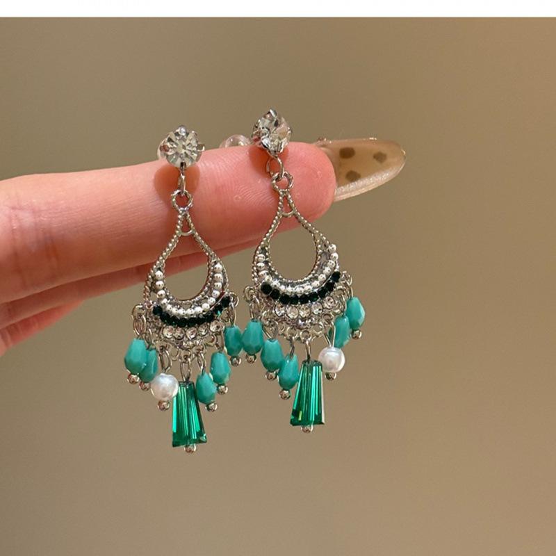 Silver Needle Retro Ethnic Style Crystal Fringed Earrings Women s, Bohemian Earrings Antique Earrings