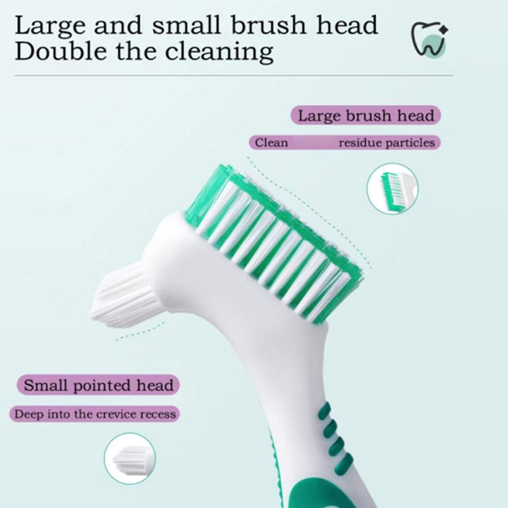 Denture Brush Toothbrush Dual Delicate Heads Teeth Braces Oral Cleaning for Men Women Deticated Brush Double Sided Toothbrush
