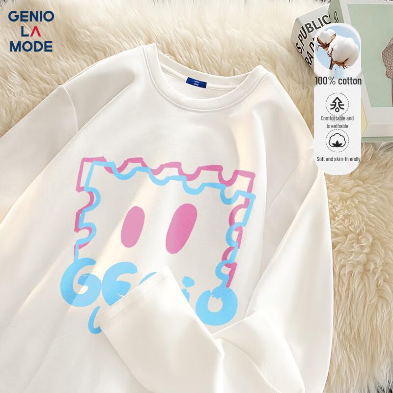 GENIOLAMODE Men's Pure Cotton Long-Sleeve Round Neck T-Shirt