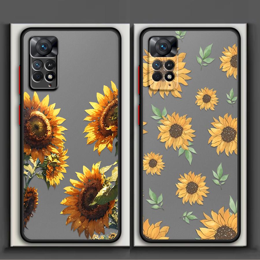 Funda Back Phone Cover Case for Xiaomi Redmi Note 14 12 11 A4 13 Pro Plus 14C 10 9S 13C Flower Sunflower Art