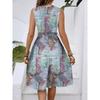 Women's Spring And Summer Casual V-Neck Sleeveless Waist Floral Print Midi Dress