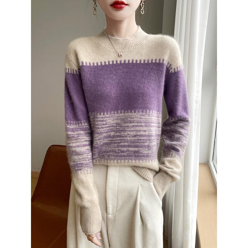 

Кардиган с полувысоким воротником для женщин на осень и зиму, новая модная и универсальная кашемировая вязаная базовая рубашка, пуловер-свитер L