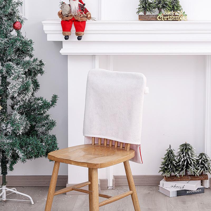 Christmas Chair Cover Red And White Flannel Chair Back Cover Hotel Faceless Old Man Embroidered Stool Cover Chair Cushion Decoration