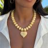 Vnox Women Resin Heart Pendant Beaded Necklace, Adjustable Gold Chain Candy Color Choker Boho Holiday Summer Beach Jewelry Gift