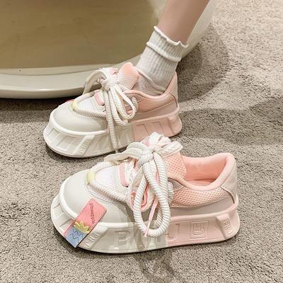 JDNVH Thick Bottom Gradual Change Color Breadboard Shoes Women's Spring and Autumn 2025 White Shoes Sports and Leisure Shoes Tide