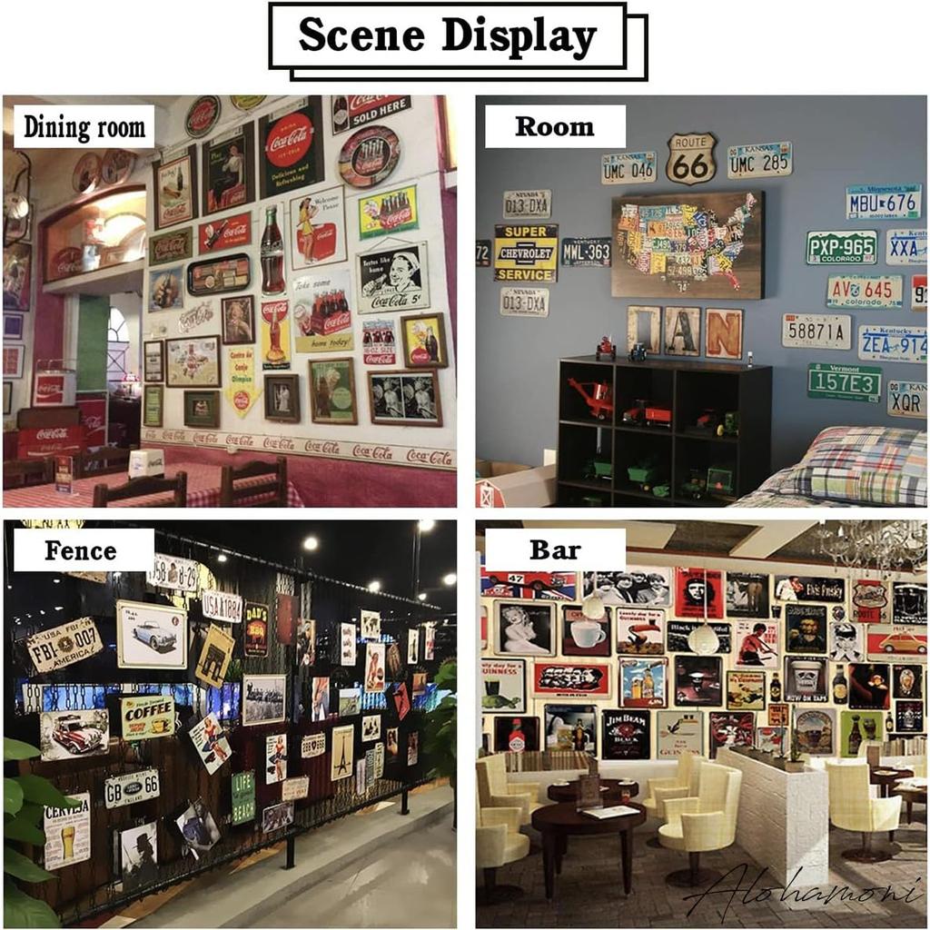 ALOHAMONI American USA Tin Plate Vintage Metal License Beach West Surfboard 8 Sunset Sign, Plate, Plate, Resort, California, Coast, Hawaii, (Resort