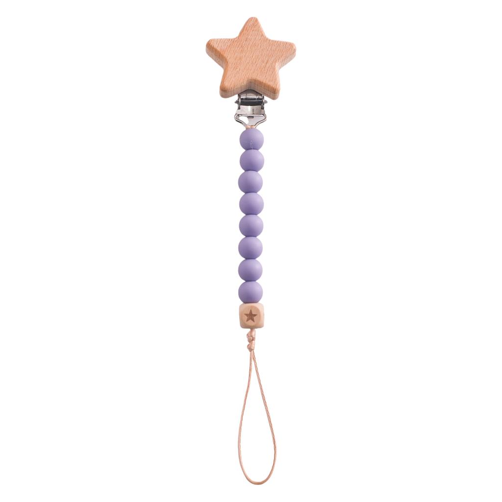 Pacifier Clip Babies Nipple Holder Pacifier Chain Dummy Holder Pacifier Clip Beech Wooden Star Pacifiers for babies Newborn Toys