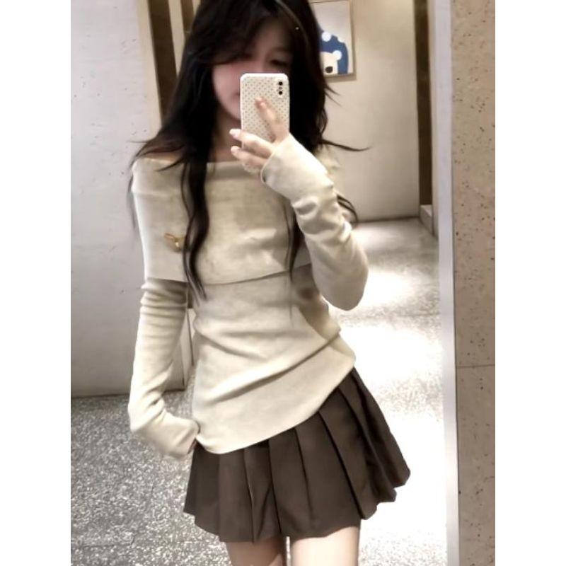 

Осенняя верхняя одежда с открытыми плечами, модный сексуальный ветрозащитный свитер