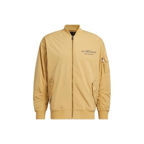 

adidas Solid Color Printed Pilot Letter Zip-Up Stand Collar Jacket Men’s Khaki XL хакі