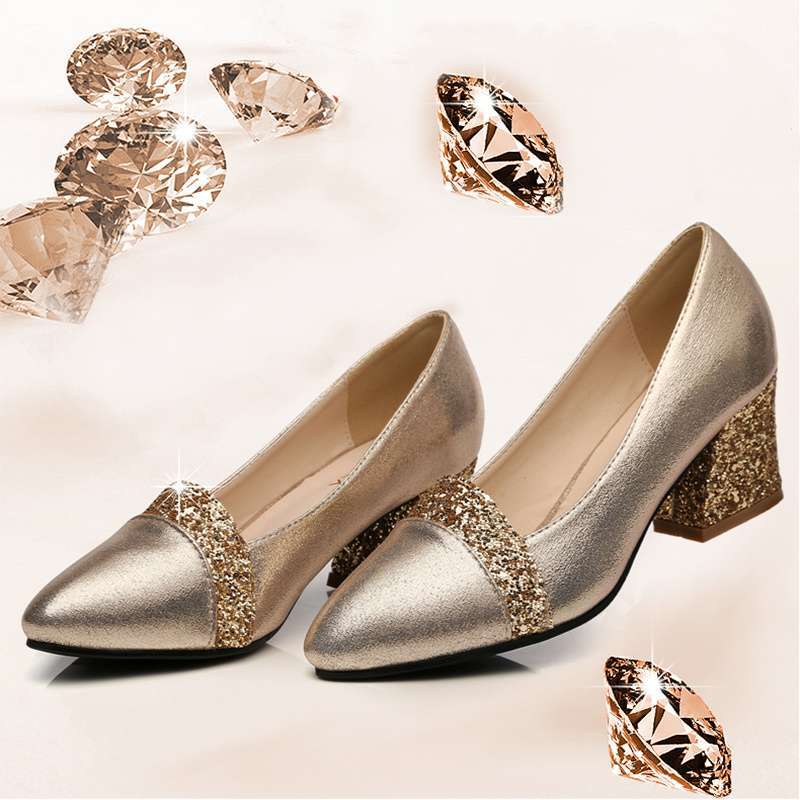 2025 Spring New Women's Single Shoes Medium Heel Soft Leather Women's Shoes Leather Shoes Thick Heel High Heel Women's Work Shoes Mother Shoes La