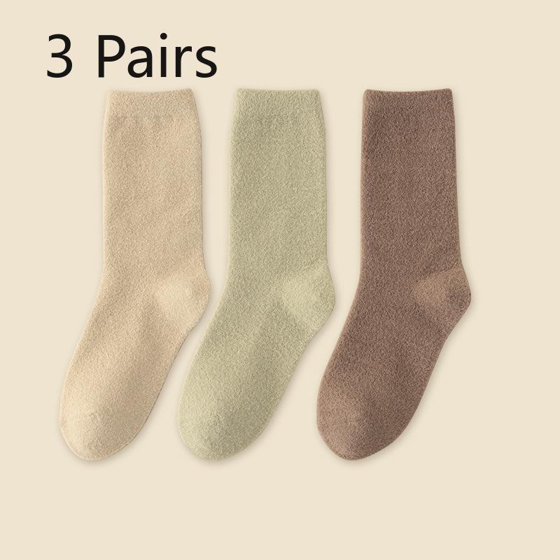 

3 пары женских зимних самонагревающихся морозостойких теплых плюшевых толстых плюшевых длинных носков 3 Pairs