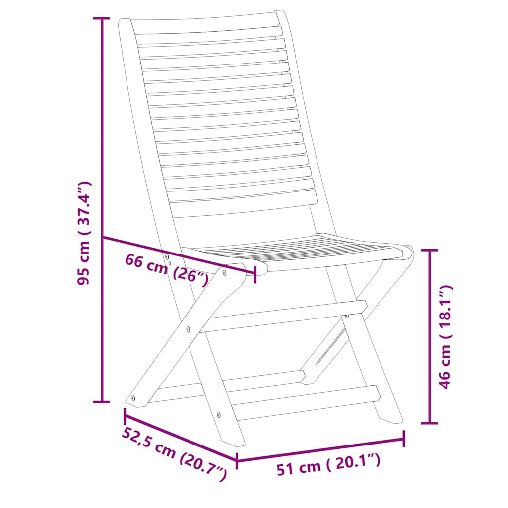 Garden Chairs 8 pcs Foldable 51 x 66 x 95 cm Solid Acacia Wood