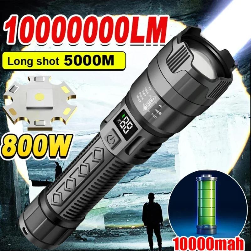 Ultra Bright LED Flashlight Type-C Rechargeable Long Range Zoom LED Torch Outdoor Emergency Camping Fishing Lantern