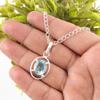 Oval Natural Sky Blue Topaz 925 Sterling Silver Sisters Gift Handmade Pendant PP-6-6