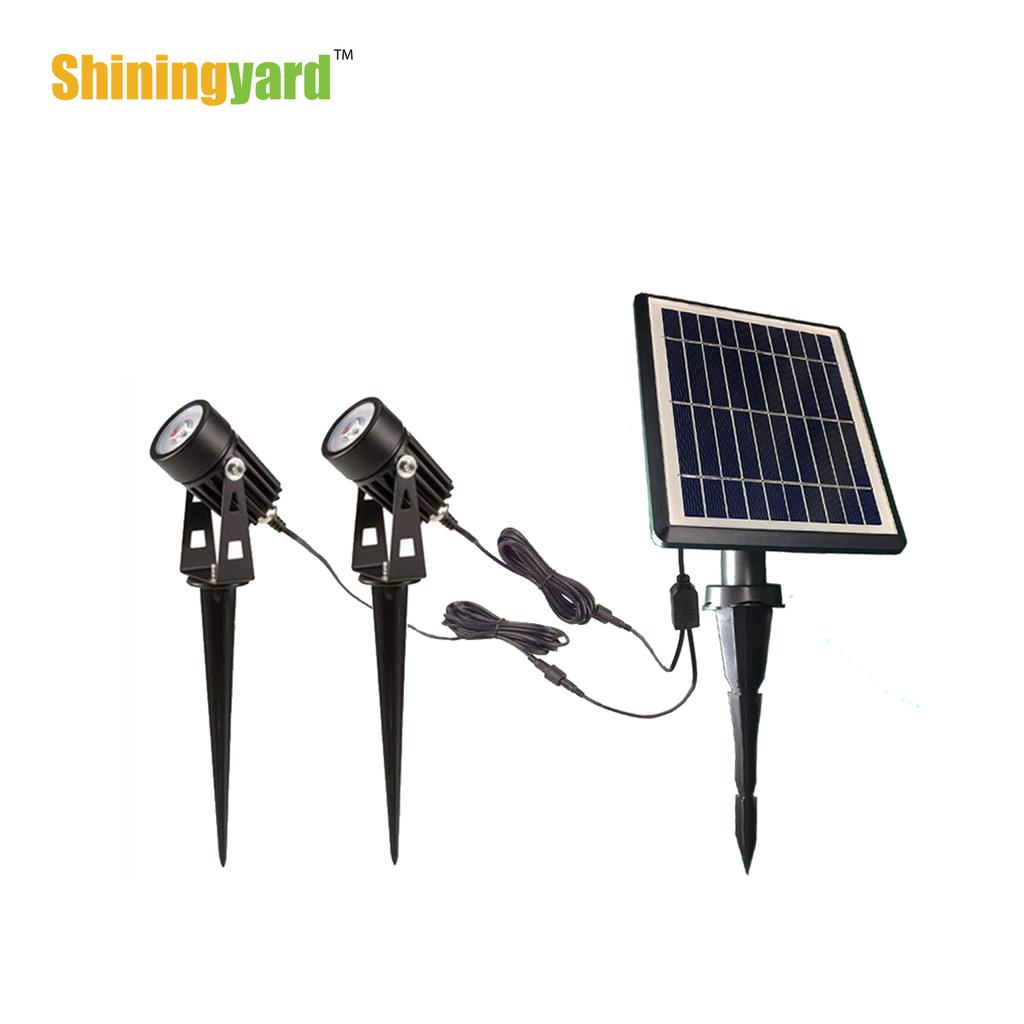 Factory IP65 LED Solar Garden Lights Outdoor Aluminum Spotlights Black 6000K Daylight Bright & Dim Function