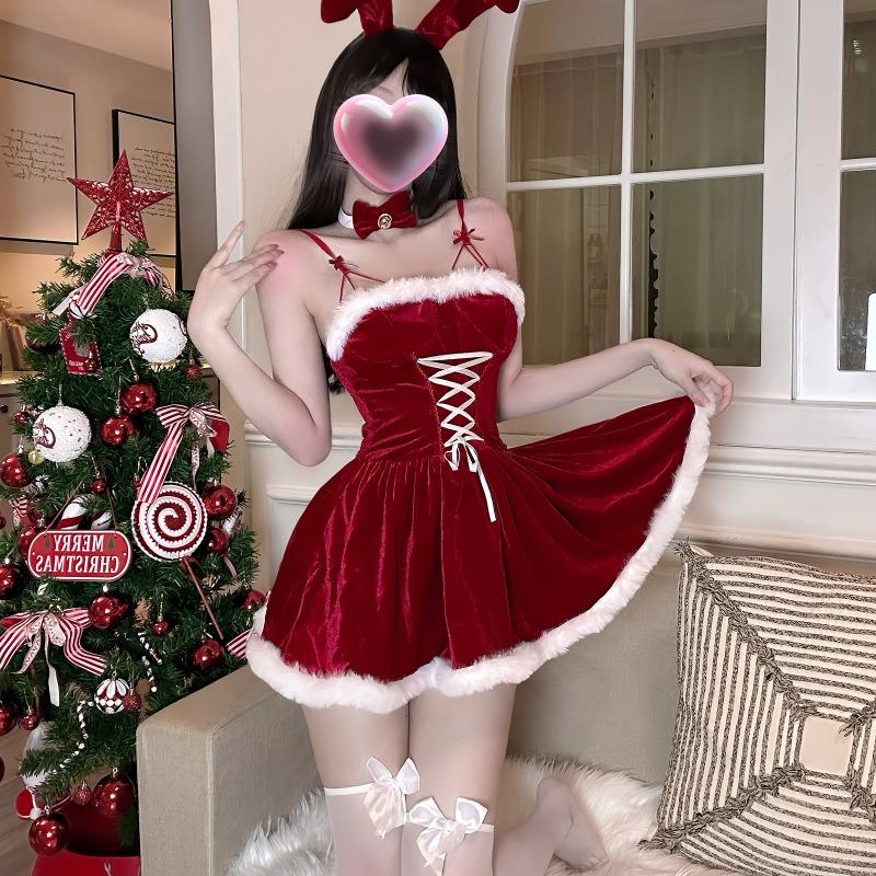 Sexy Christmas Bunny Cosplay Womens Sexy Lingerie Sweet Dress Set