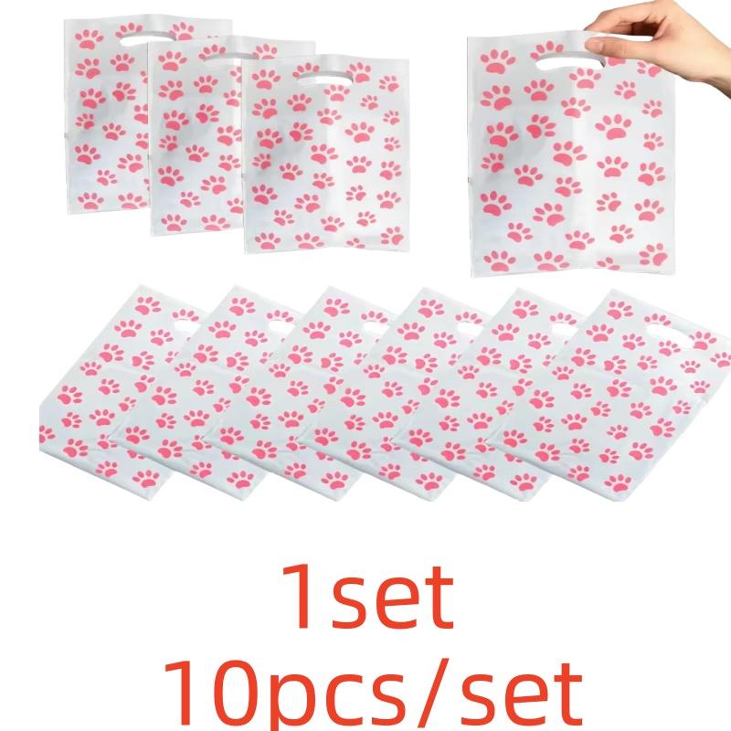 

30/20/10pcs Pink Paw Gift Bag Birthday Decoration Black Footprints Dog Cat Handle Goody Bags Biscuit Wrapper Kids Party Supplies 5x5x5cm