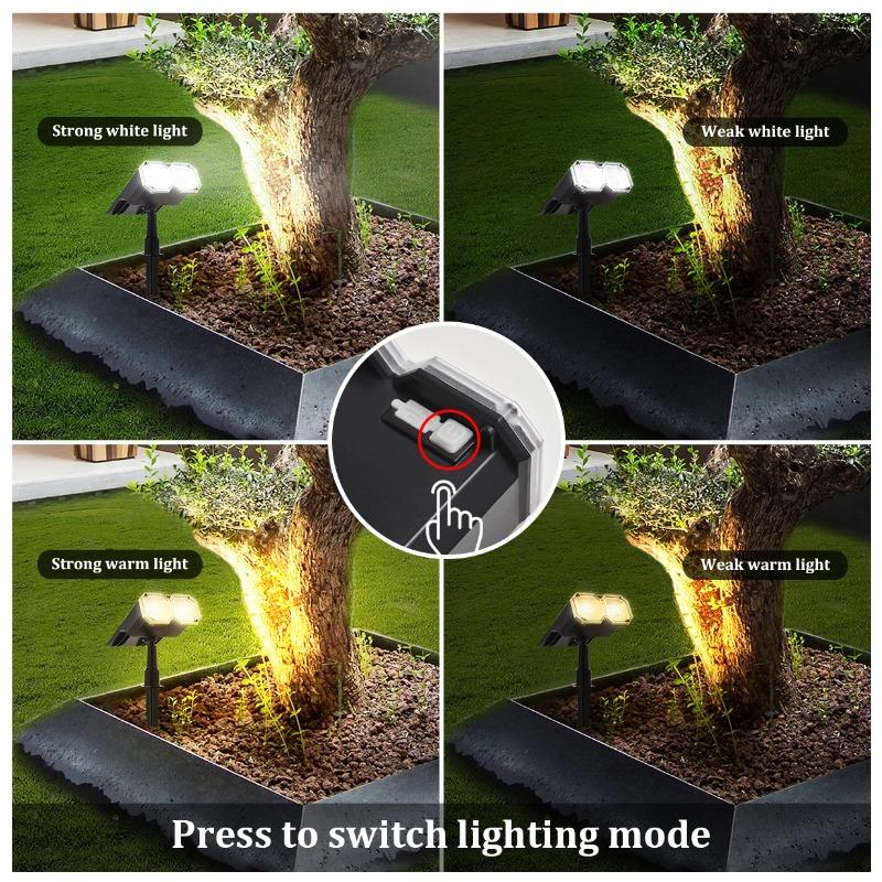 8W Upgraded Solar Landscape Light IP67 Waterproof Dusk-to-Dawn RGB White Warm White Solar Spotlights Wall Lights for Driveway 10LED