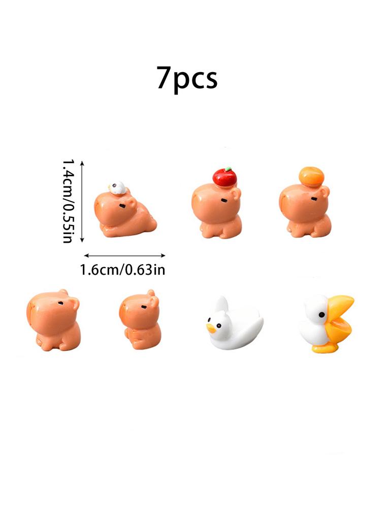 7/14PCS Cute Capybara Figurines Mini Resin Animals Ornaments For DIY Fairy Garden Micro Landscape Decor