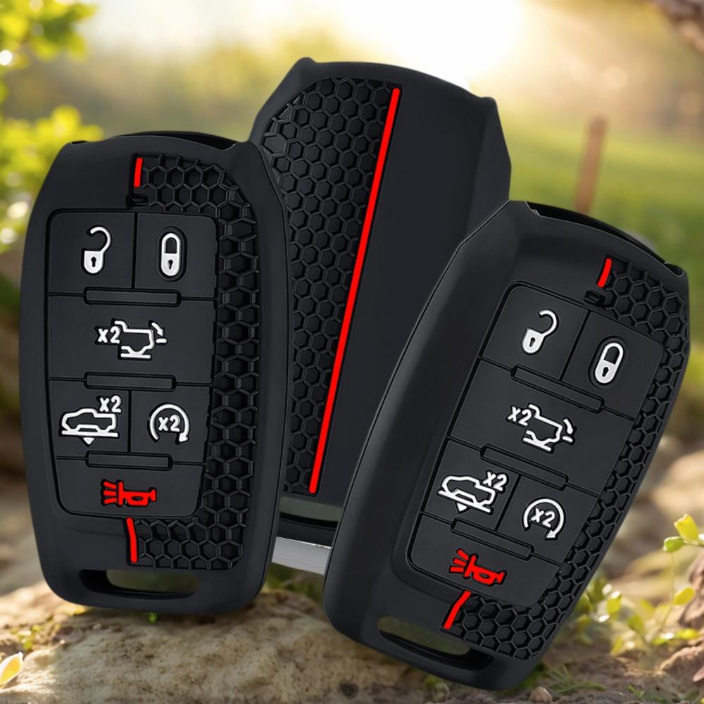 Étui en Silicone pour Clé de Voiture Coque de Télécommande Porte-clés Accessoires Pour Dodge Ram 1500 Pickup Limited