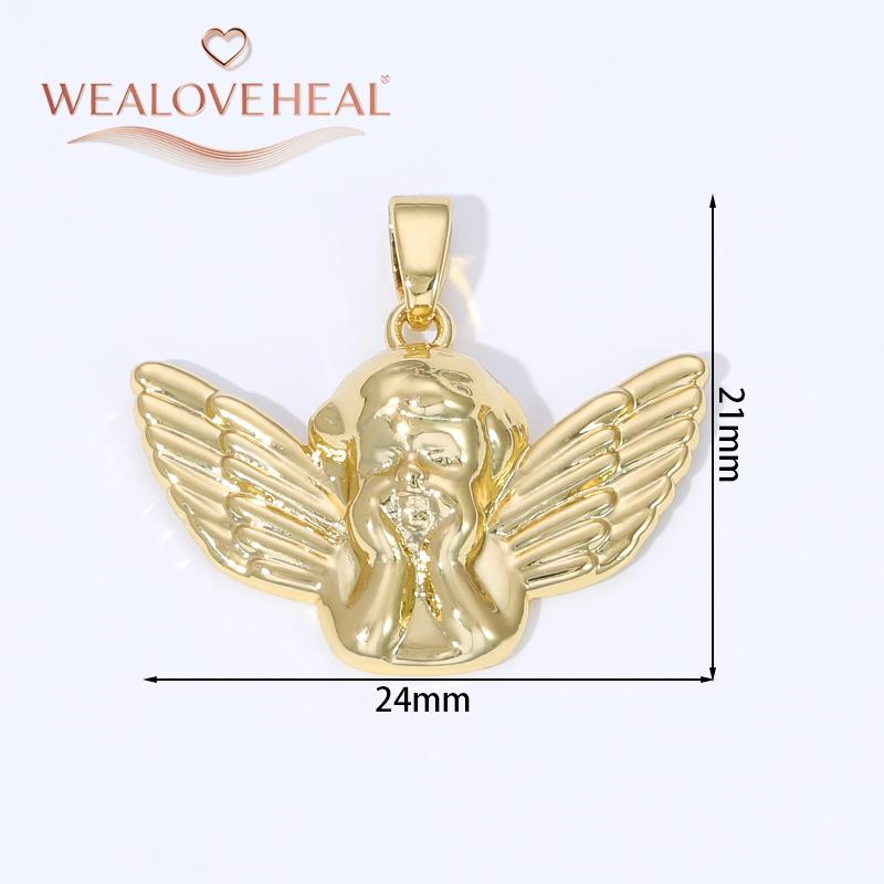 18K Gold Plated Brass Metal Cubic Zirconia Sun / Cross / Horseshoe / Chili Pepper / Wings Pendants Charms For Jewelry Making