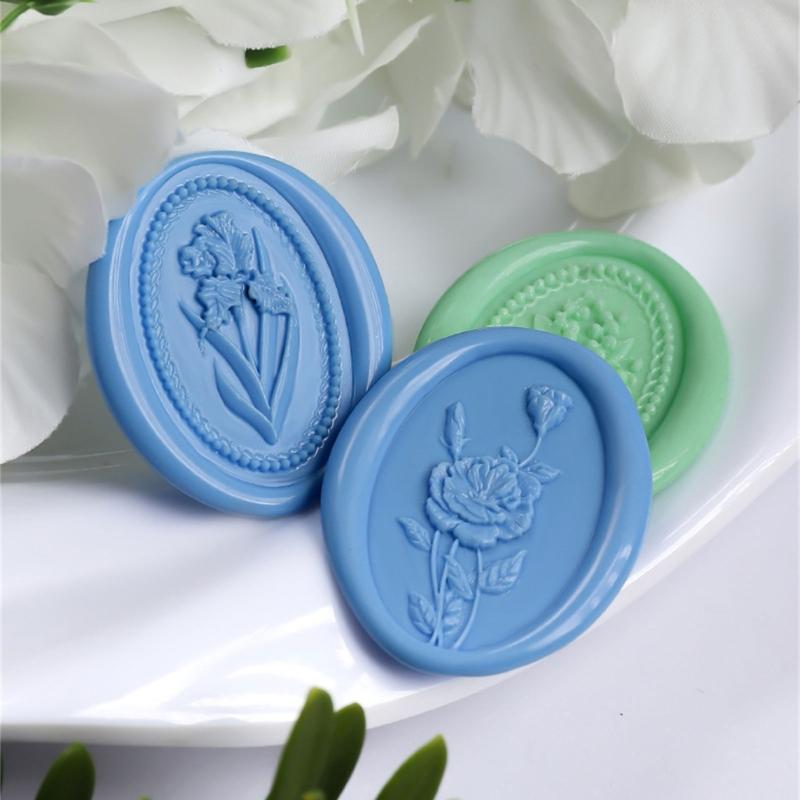 Flower Embossed Wax Seal Stamp Head for Wedding Invitation Envelope, Flower Textured Wax Seal Stamp Head