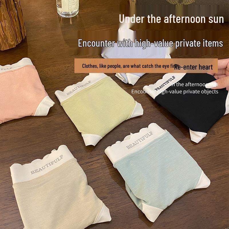 Women's Mid-Waist Seamless Cotton Underwear - Antibacterial, Breathable, Color-Block Triangle Briefs