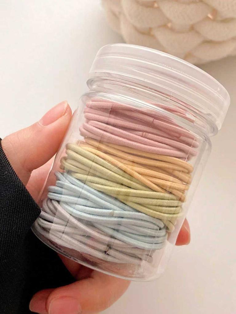 100 pieces of high elasticity rubber bands, colorful and simple hair ties, high elasticity rubber bands