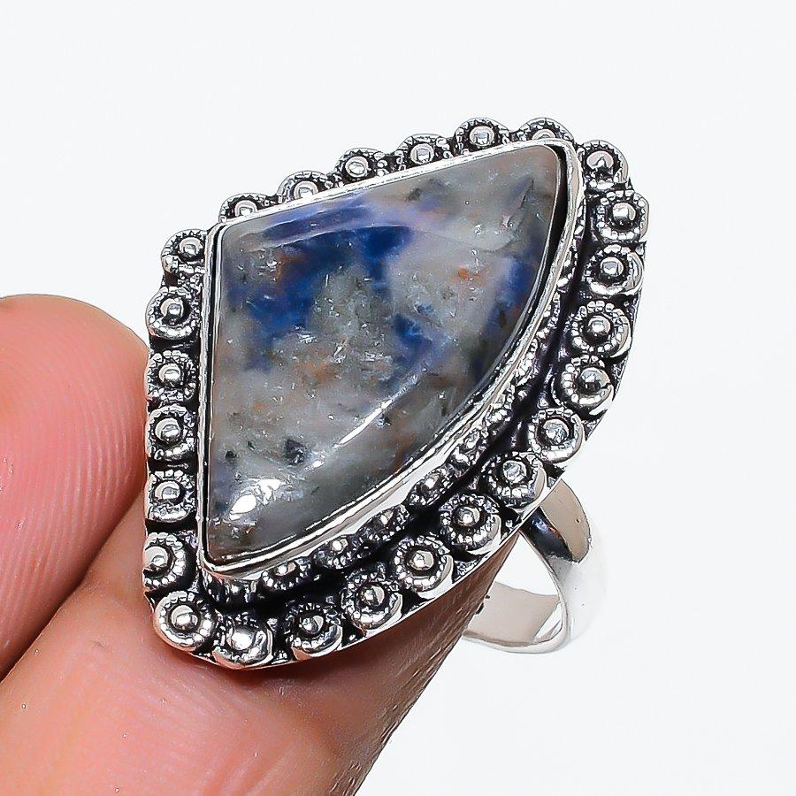 

Sodalite Gemstone Handmade 925 Sterling Silver Jewelry Ring Size 10 SU-10486