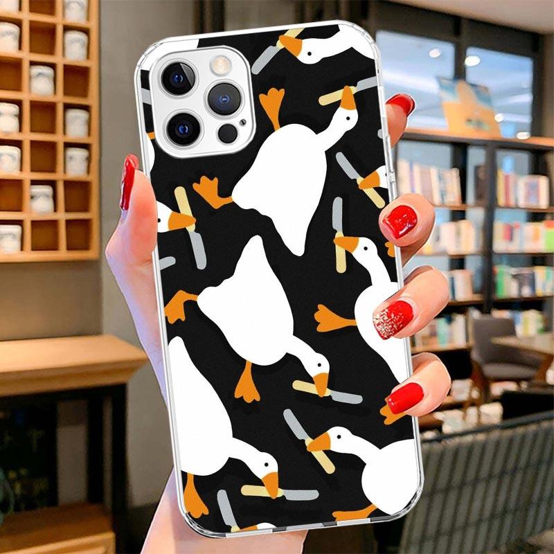 Cartoon Duck Goose Game Cover Phone Case For iPhone 16 17 Air 15 14 Pro Max 16E Phone Case 13 Mini 12 11 7 SE 8 Print Pattern Fi