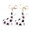 Trendy Animal Print Keychain 2PCS Spotted Dog Design Lightweight PU Leather Ornament For Everyday Use