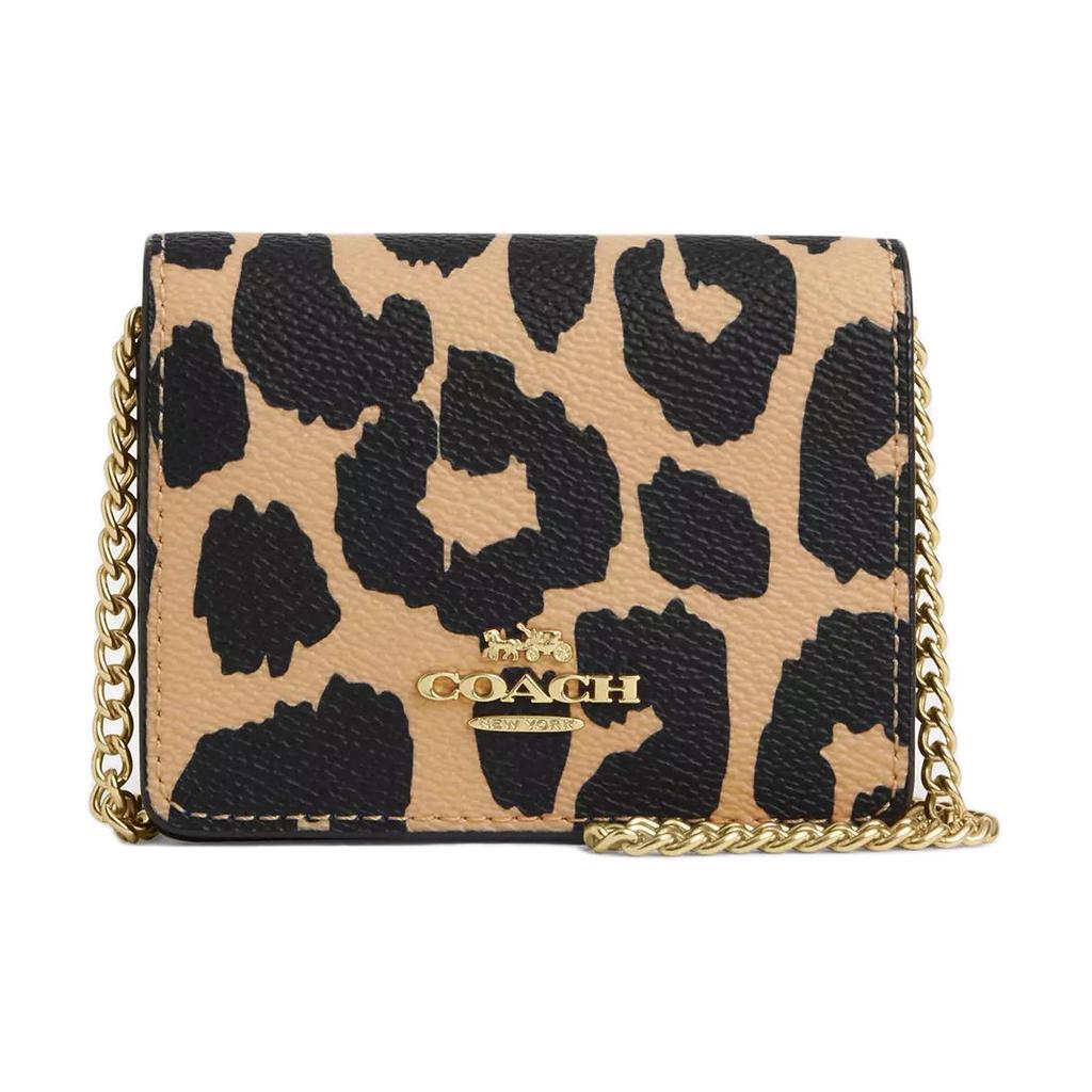 New COACH Coated Canvas Shoulder Bag, Crossbody Bag, Wallet Mini Women's Leopard Print Multicolor CX151-IMXAC