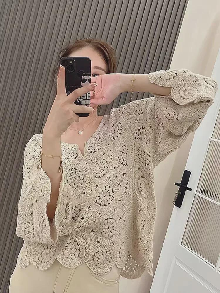 2023 Autumn Gentle Style Lace Shirt & Midi Skirt Set for Women