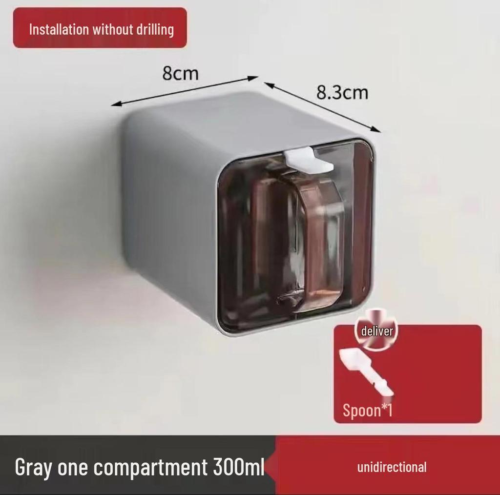 Wall-Mounted Punch-Free Multi-Compartment Seasoning Storage Box