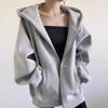 Fleece thickened sweater women, loose lazy wind hooded cardigan jacket in autumn and winter